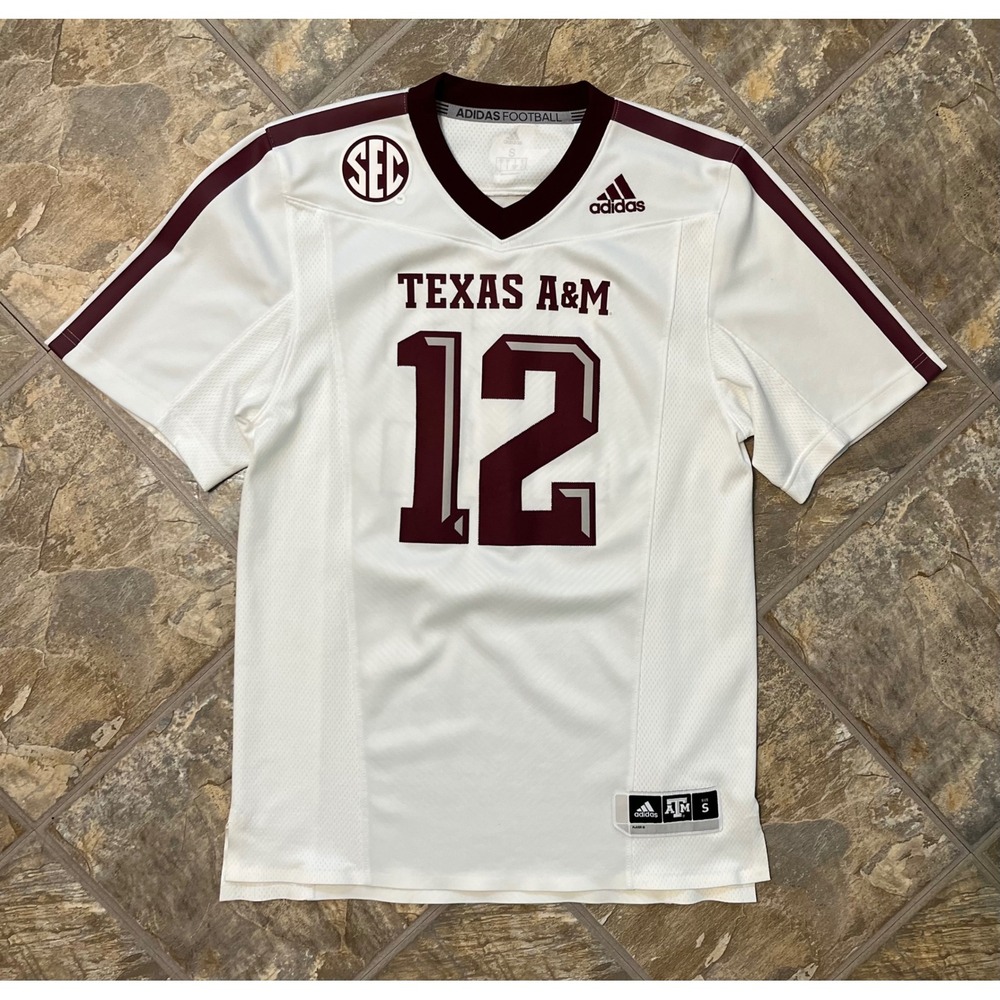 Adidas Texas A&M Football Jersey Mens Small White #12